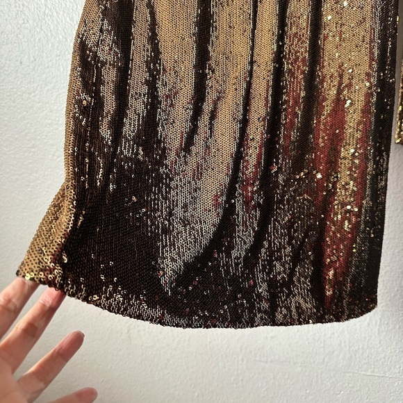 MICHAEL KORS Gold Sequins Long Sleeves Mini Medium Cocktail Dress BNWT - Picture 7 of 8